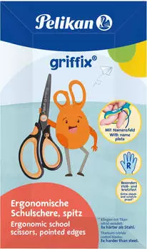 Pelikan griffix Schulschere, spitz, Neon Black, f&uuml;r Rechtsh&auml;nder (819077)