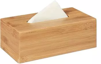 Relaxdays Kosmetiktücherbox aus Bambus, 2er-Set, Hellbraun