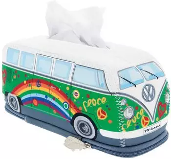 Brisa T1 Bulli Bus Neopren Kosmetik-Taschentuchbox, Peace, Gr&uuml;n (BUNE203)