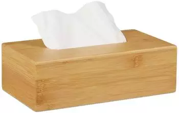 Relaxdays Kosmetiktücherbox Bambus, hellbraun, 27,5 cm, 2er-Set