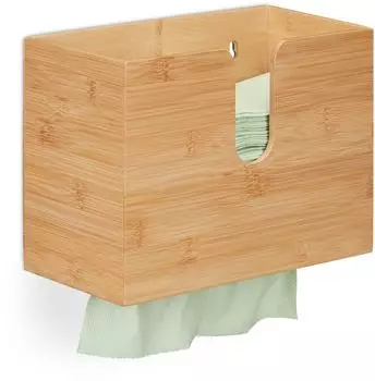Relaxdays Papierhandtuchspender Wandmontage, Bambus, 20x27x13cm (10045311)