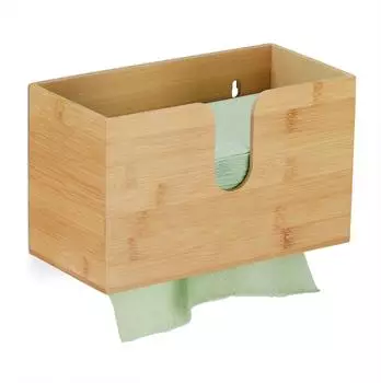 Relaxdays Papiertuchspender Bambus, Wandmontage, H2 (10033886)