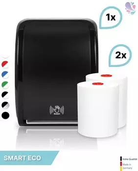 Blanc Hygienic Blanc Cosmos Handtuchrollenspender SENSOR berührungslos + 2 Handtuchrollen Smart ECO (PS-htz205-FS-4100S)