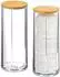 Relaxdays Wattepadspender mit Deckel 2er Set, Acryl/Bambus, transparent (10026559_873)