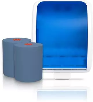 Blanc Hygienic Cosmos Autocut Handtuchrollenspender-Set blau/weiß + 2 Classico-Rollen (PS-htz108k-B-FS-3200WB)