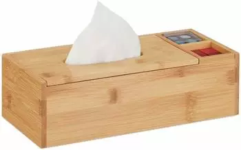 Relaxdays Kosmetikt&uuml;cherbox Bambus, 2 F&auml;cher