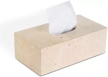 LuxusKollektion Kosmetiktuchbox Marmor, Naturstein, beige, rechteckig, 26x14x9cm