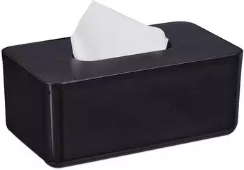 Relaxdays Taschentuchbox Kunststoff/Holz, schwarz, 23x10x13cm