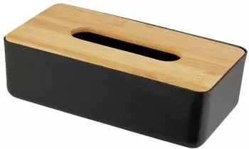 Wenko Rotello Kosmetiktuchbox schwarz, Deckel aus Bambus (25319100)