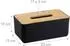 Relaxdays Taschentuchbox mit Bambusdeckel, schwarz-braun, 4er-Set