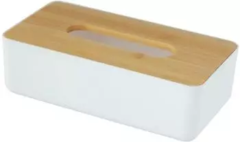 Wenko Rotello Kosmetiktuchbox wei&szlig;, Bambus-Deckel (25318100)