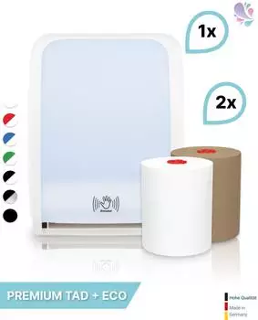 Blanc Hygienic Cosmos Sensor Handtuchrollenspender berührungslos, weiß, Set (PS-htz100_108Eco_FS-4050W)