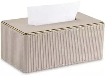 LuxusKollektion Kosmetiktücherbox Leder, beige, 25,2x14,2x10,5cm