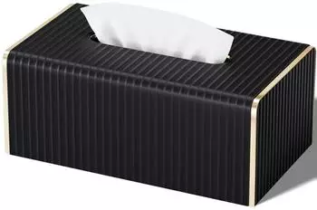 LuxusKollektion Kosmetiktücherbox Kunstleder, rechteckig, schwarz (25x14,2x10cm)