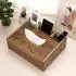 LuxusKollektion Taschentuchbox aus Holz mit 3 Fächern, braun, 25x20,5x9,5cm