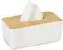 Relaxdays Kosmetiktücherbox, Kunststoff mit Holzdeckel, weiß, 10x23x13cm (10041604_49)