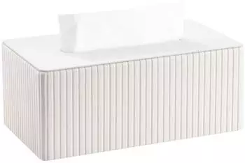 LuxusKollektion Kosmetiktücherbox rechteckig, Kunstleder, weiß, 25x14x9cm