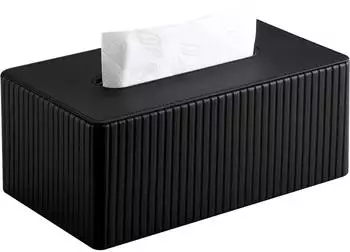 LuxusKollektion Kosmetiktücherbox Kunstleder, rechteckig, schwarz, 25x14x9cm
