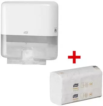 Tork Xpress Elevation Mini Handtuchspender weiß + Handtücher H2 Premium