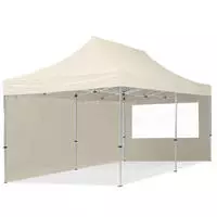 3x6 M Faltpavillon, Economy Alu 32mm, Seitenteile Mit Panoramafenstern, Creme