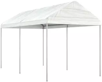 vidaXL Pavillon mit Dach 4,46x2,28x2,69 m Polyethylen Wei&szlig; (3155502)