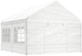 vidaXL Pavillon mit Dach 4,46x4,08x3,22 m Polyethylen Weiß (3155486)