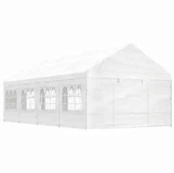 vidaXL Pavillon mit Dach 8,92x4,08x3,22 m Polyethylen Wei&szlig; (3155488)