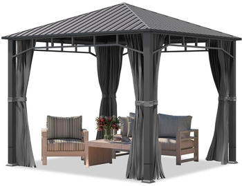 Toolport Gartenpavillon Hardtop Sunset Superior loft grey 3 x 3 m (300193)