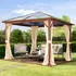 Toolport Gartenpavillon Hardtop Forest Deluxe champagner 3 x 3 m in Eichenoptik (301345)