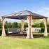 Toolport Gartenpavillon Hardtop Forest Deluxe champagner 4 x 4 m in Eichenoptik (301347)