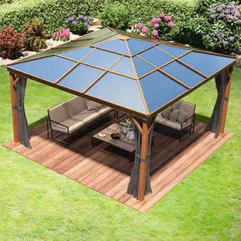 Toolport Gartenpavillon Hardtop Forest Deluxe loft grey 4 x 4 m in Eichenoptik (300197)