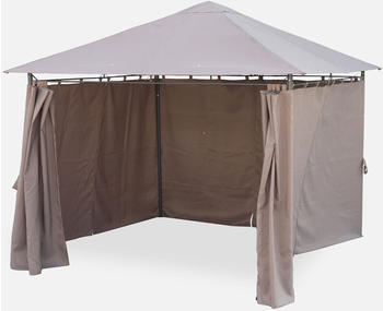 sweeek Pergola 3x3 m Elusa Laube mit Vorh&auml;ngen Taupe