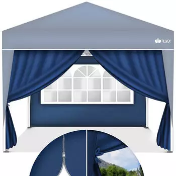 tillvex 2xSeitenwand blau für Pavillon 3x3m & 3x6m