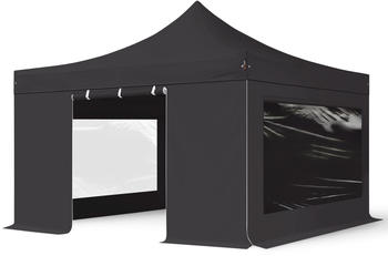 Toolport 4x4m Stahl Faltpavillon inkl. 4 Seitenteile, schwarz (600127)