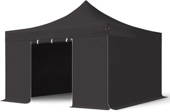 Toolport 4x4m Stahl Faltpavillon inkl. 4 Seitenteile, schwarz (600128)