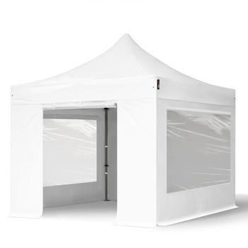 Toolport 3x3m Stahl Faltpavillon inkl. 4 Seitenteile, wei&szlig; (600112)