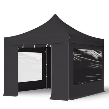 Toolport 3x3m Stahl Faltpavillon inkl. 4 Seitenteile, schwarz (600108)