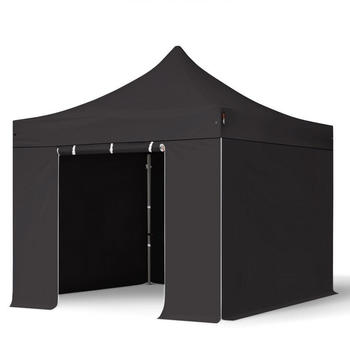 Toolport 3x3m Stahl Faltpavillon inkl. 4 Seitenteile, schwarz (600109)