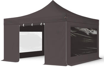 Toolport 4x4m Stahl Faltpavillon inkl. 4 Seitenteile, dunkelgrau (600101)