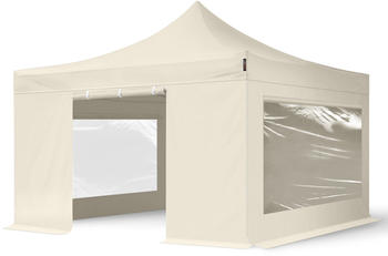 Toolport 4x4m Stahl Faltpavillon inkl. 4 Seitenteile, creme (600095)