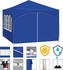 Woltu Faltpavillon 3x3 m mit 4 Seitenwänden Blau