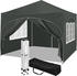Woltu Faltpavillon 3x3 m mit 4 Seitenwänden Grau