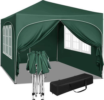 Woltu Faltpavillon 3x3 m mit 4 Seitenw&auml;nden Gr&uuml;n