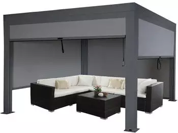 Mendler Pergola MCW-L46 mit Seitenwand 11cm Alu anthrazit (90514)