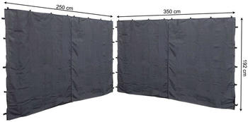 QUICK STAR 2 Seitenteile mit RV 250x192cm 350x192cm für Pavillon Nizza 3x4m Grau