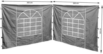 QUICK STAR 4 Seitenteile mit PVC Fenster 300x195cm für Pavillon Sahara 3x3m Grau