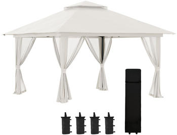 Outsunny Gazebo 392x392x283 cremeweiß