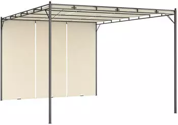 vidaXL Gartenpavillon mit Seitenvorhang 4 x 3 x 2,25 m creme (47994)