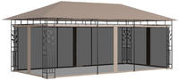 vidaXL Pavillon mit Moskitonetz 6x3x2,73 m Taupe 180 g/m&sup2;
