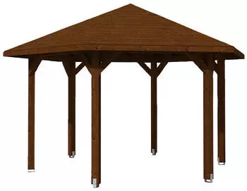 Skan Holz Pavillon Nancy 3 Zeltdach sechseckig 480 x 316 x 416 cm braun